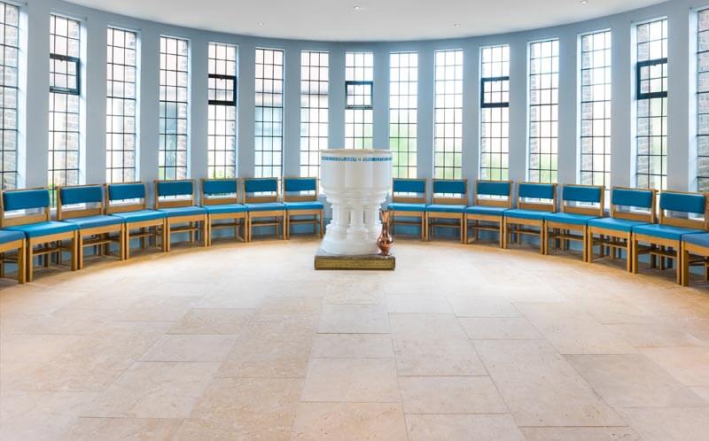 church of king charles interior limestone flooring font