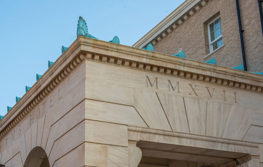 university arms hotel limestone carving detail