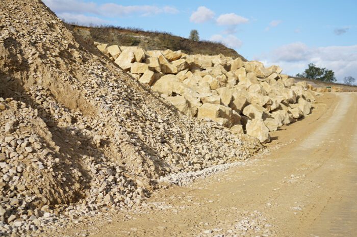 Blocks of limestone for architectural purposes